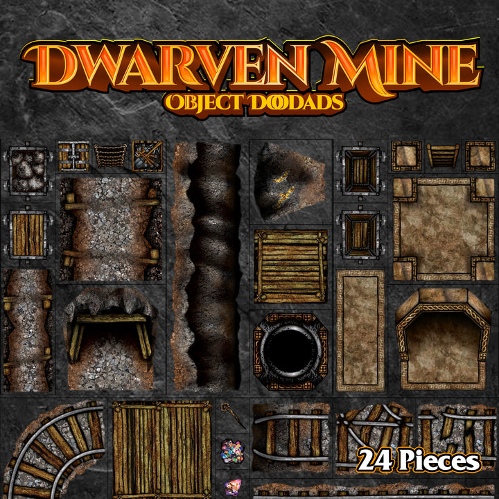 Dwarven Mine - Roleplaying Objects - 24 Pieces