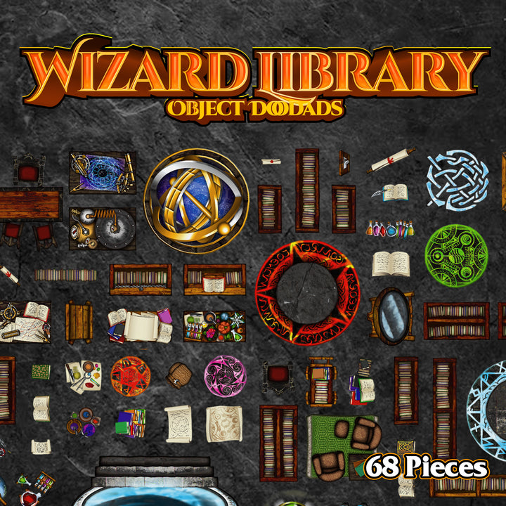 Wizard's Library - Roleplaying Objects - 68 Pieces